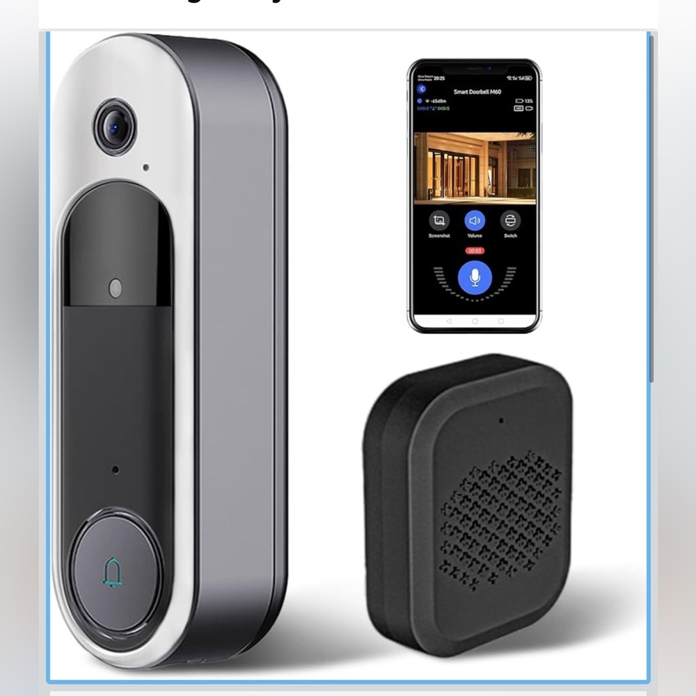 Smart Video Doorbell with Two-Way Audio - Black